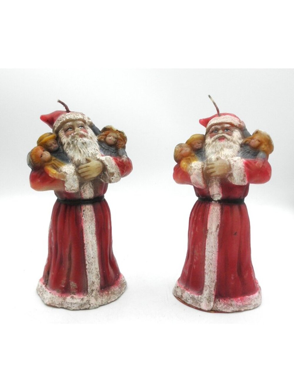 VTG Santa Claus Figural Christmas Candles 1960's Unused Made in Italy Set of 2